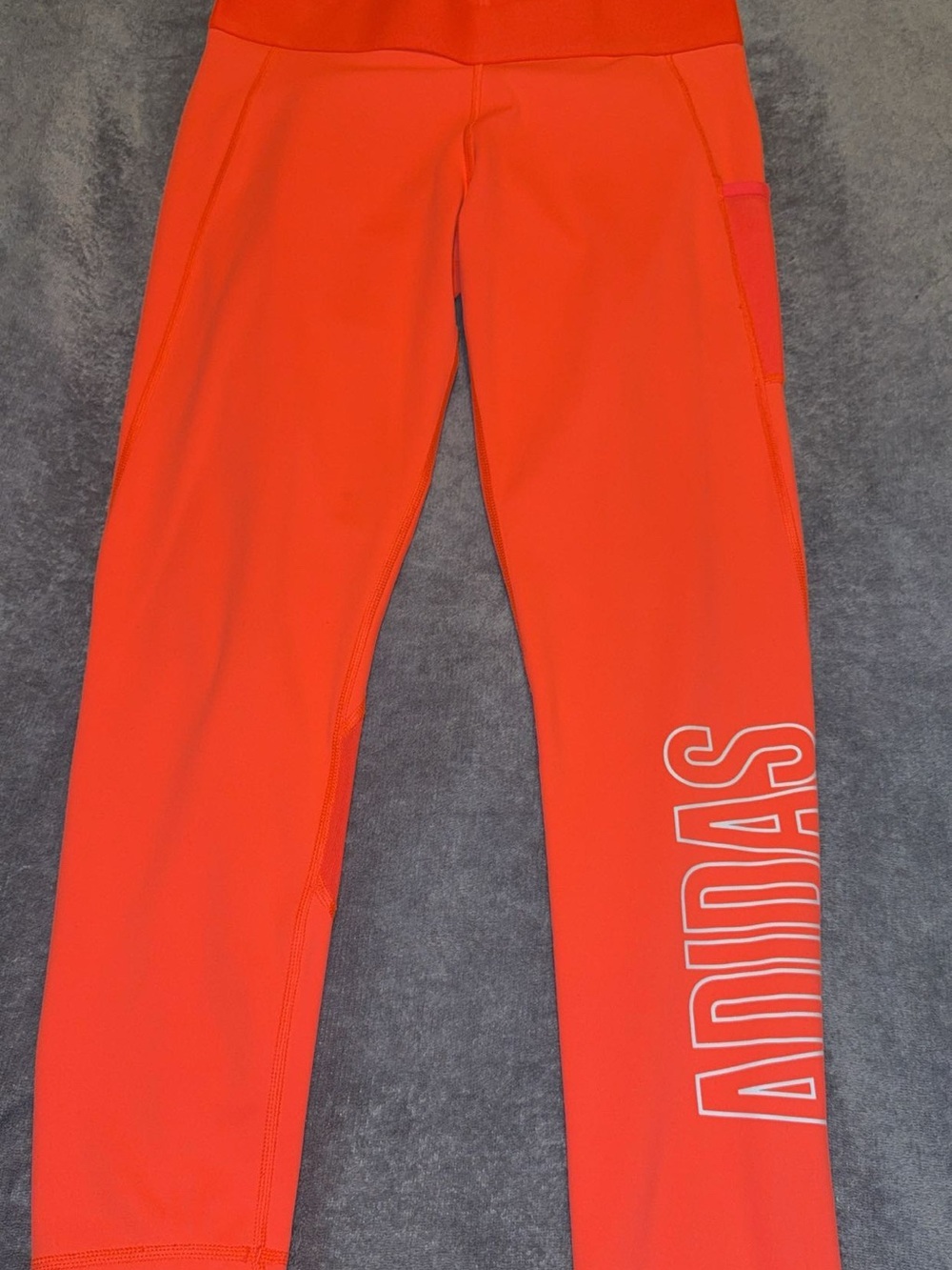 adidas Neon Orange Performance Leggings with Logo mesh